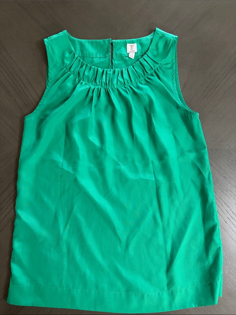 Tristan Emerald Green Sleeveless Pleated Neck Camisole